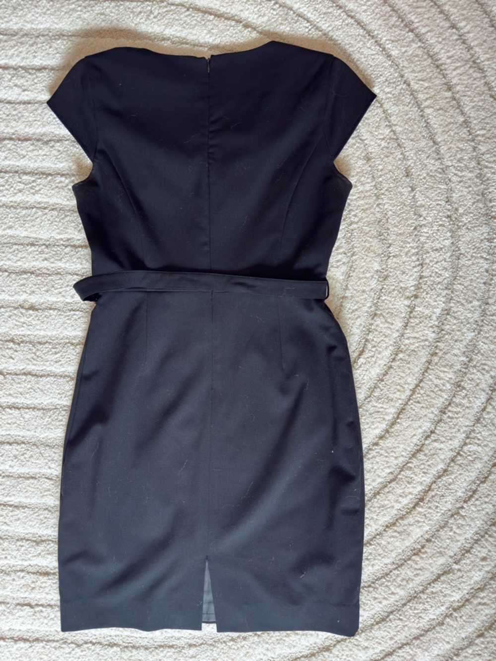 Calvin Klein Black Cap-Sleeve Belted Sheath Dress - Picture 2 of 6